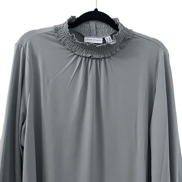 Susan Graver Blouse Women’s Size 1X Gray Mock Neck Stretchy Casual Office - Picture 2 of 6